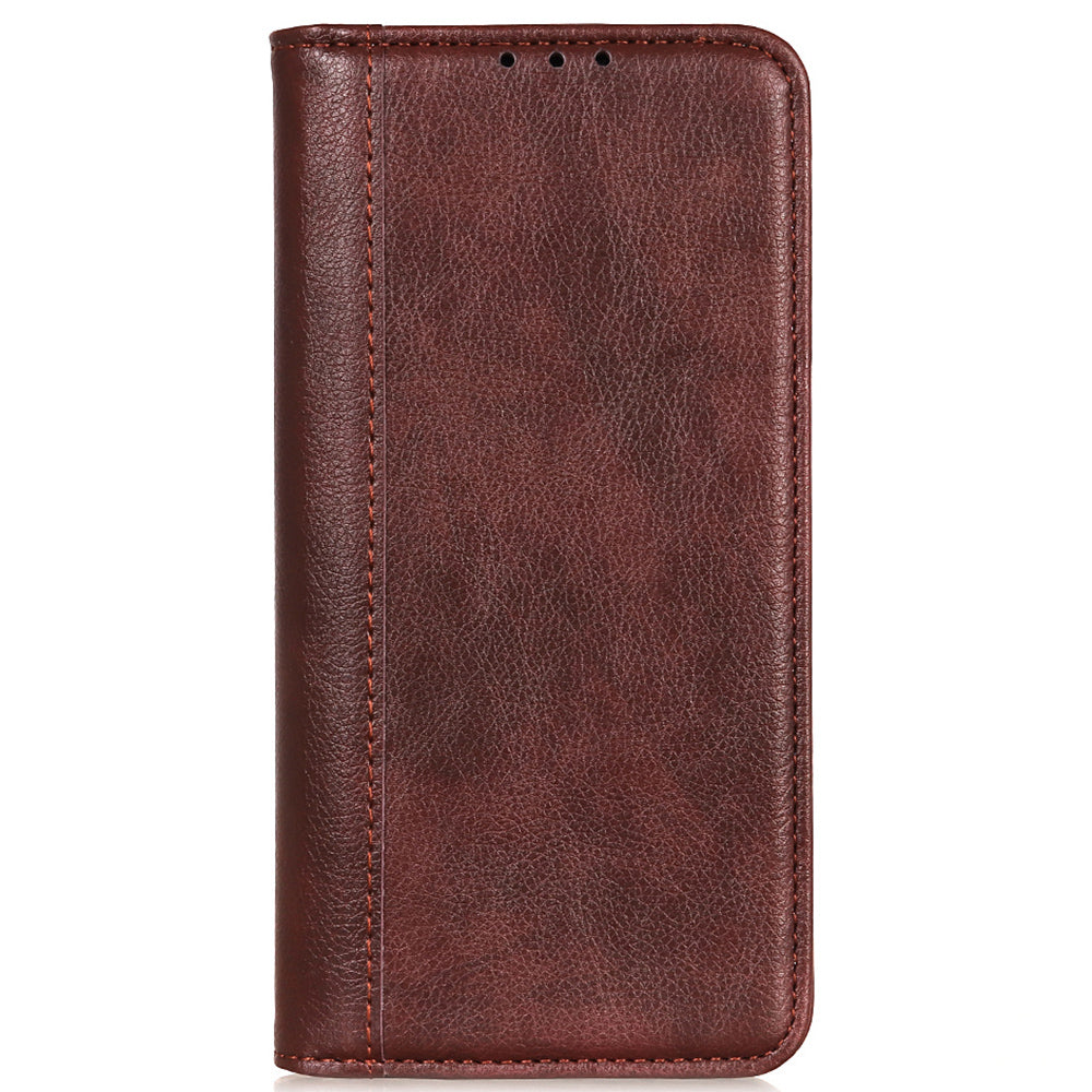 For Xiaomi Redmi Note 13 Pro 4G / Poco M6 Pro 4G Case Split Leather Stand Phone Cover - Brown