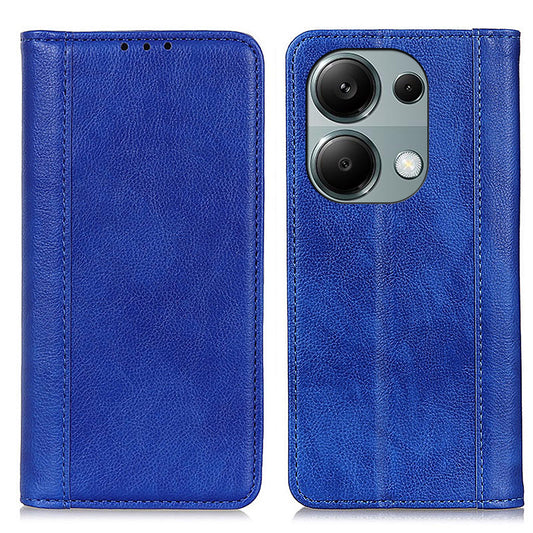 For Xiaomi Redmi Note 13 Pro 4G / Poco M6 Pro 4G Case Split Leather Stand Phone Cover - Blue