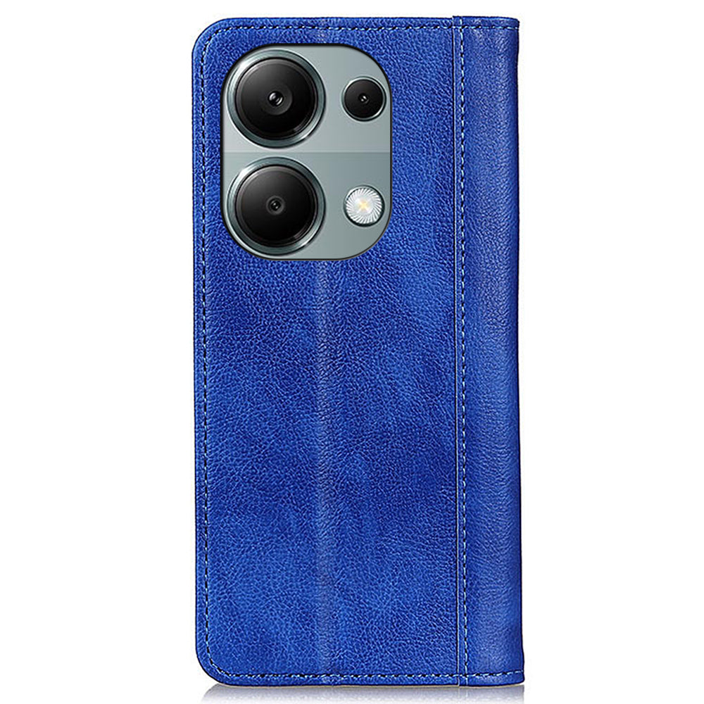 For Xiaomi Redmi Note 13 Pro 4G / Poco M6 Pro 4G Case Split Leather Stand Phone Cover - Blue