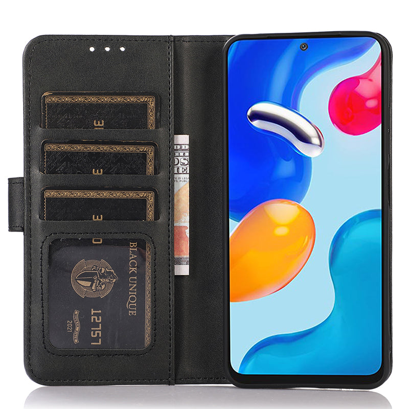 For Xiaomi Redmi Note 13 Pro 4G / Poco M6 Pro 4G Case PU Leather Phone Cover Cowhide Texture - Black