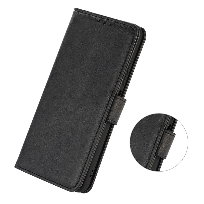For Xiaomi Redmi Note 13 Pro 4G / Poco M6 Pro 4G Case PU Leather Phone Cover Cowhide Texture - Black