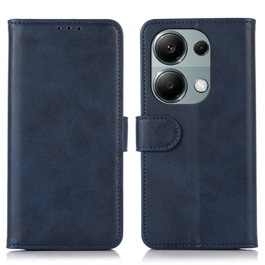 For Xiaomi Redmi Note 13 Pro 4G / Poco M6 Pro 4G Case PU Leather Phone Cover Cowhide Texture - Blue