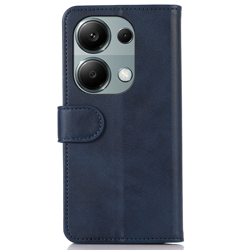 For Xiaomi Redmi Note 13 Pro 4G / Poco M6 Pro 4G Case PU Leather Phone Cover Cowhide Texture - Blue