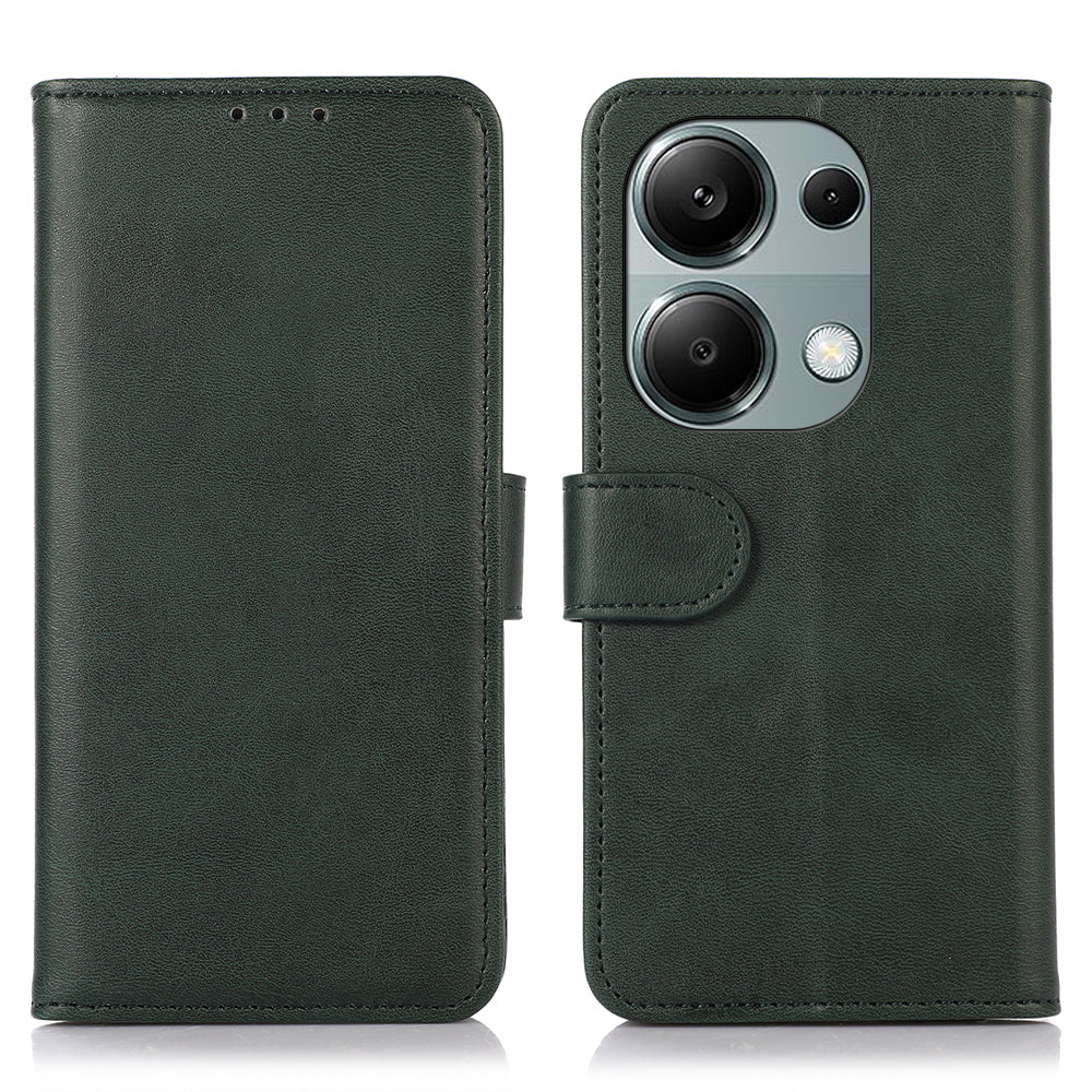 For Xiaomi Redmi Note 13 Pro 4G / Poco M6 Pro 4G Case PU Leather Phone Cover Cowhide Texture - Green