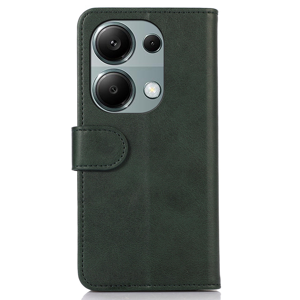 For Xiaomi Redmi Note 13 Pro 4G / Poco M6 Pro 4G Case PU Leather Phone Cover Cowhide Texture - Green