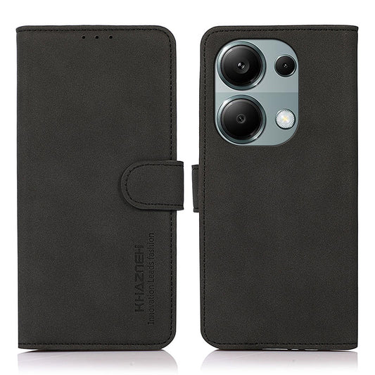 KHAZNEH For Xiaomi Redmi Note 13 Pro 4G / Poco M6 Pro 4G Case PU Leather Wallet Folio Phone Cover - Black