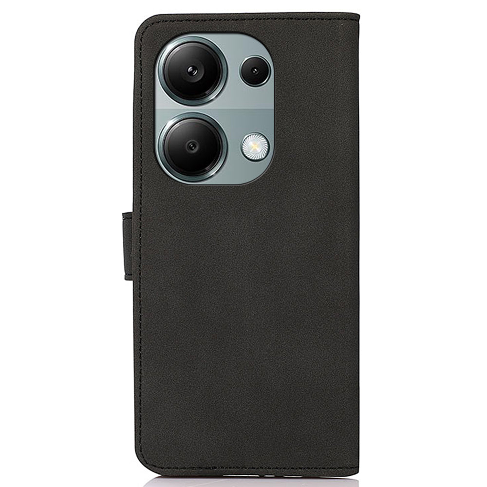 KHAZNEH For Xiaomi Redmi Note 13 Pro 4G / Poco M6 Pro 4G Case PU Leather Wallet Folio Phone Cover - Black