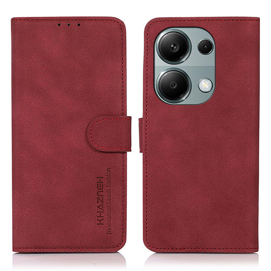 KHAZNEH For Xiaomi Redmi Note 13 Pro 4G / Poco M6 Pro 4G Case PU Leather Wallet Folio Phone Cover - Red