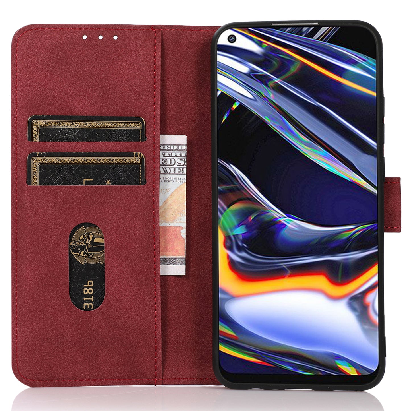 KHAZNEH For Xiaomi Redmi Note 13 Pro 4G / Poco M6 Pro 4G Case PU Leather Wallet Folio Phone Cover - Red