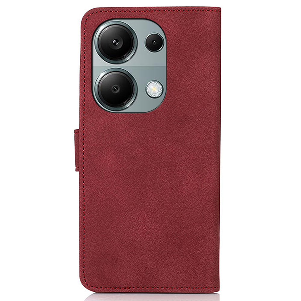 KHAZNEH For Xiaomi Redmi Note 13 Pro 4G / Poco M6 Pro 4G Case PU Leather Wallet Folio Phone Cover - Red