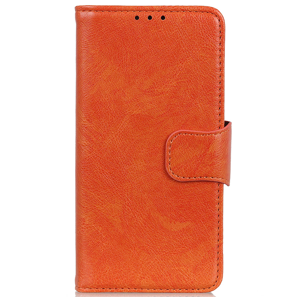 For Xiaomi Redmi Note 13 Pro 4G / Poco M6 Pro 4G Case Split Leather Wallet Card Holder Stand Phone Cover - Orange