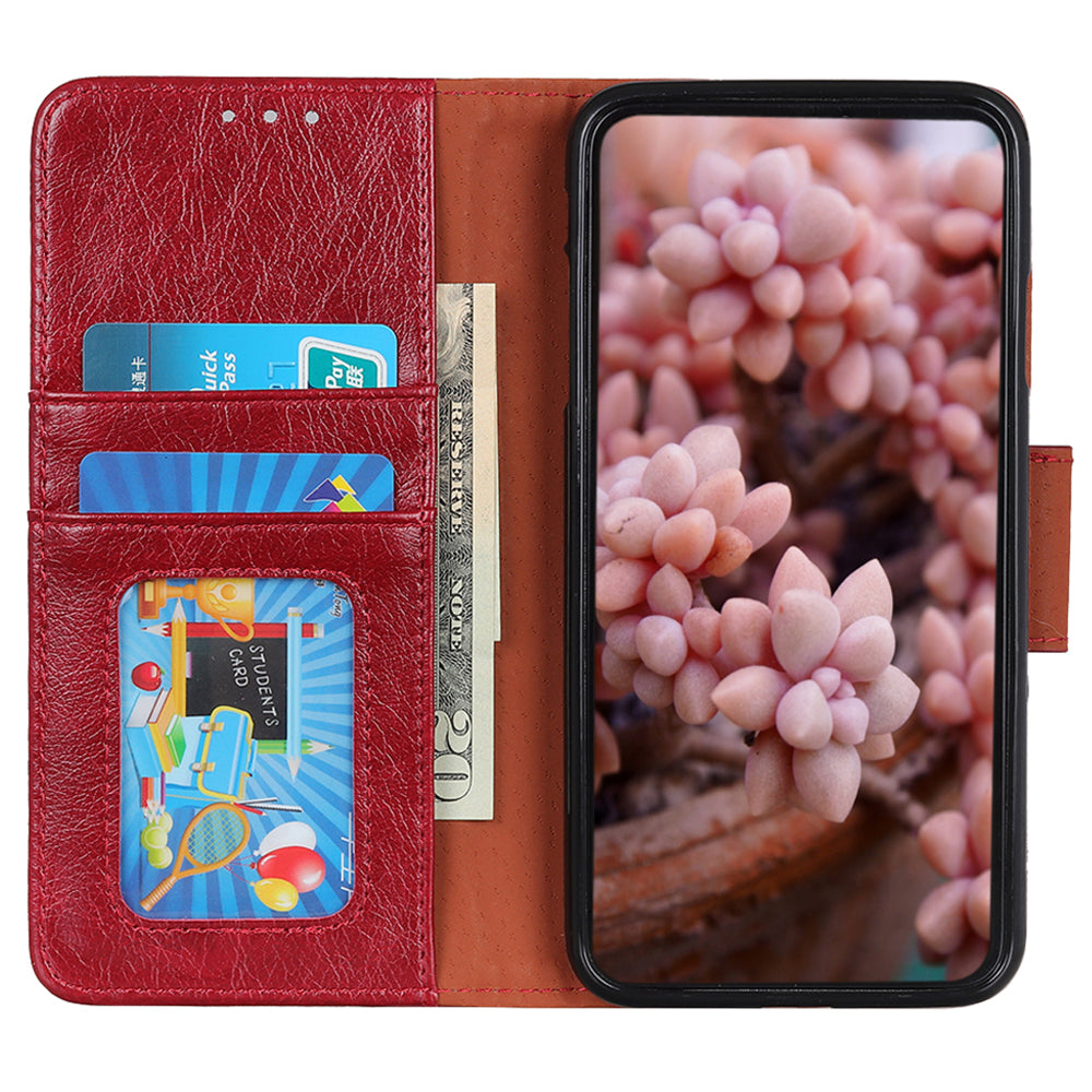 For Xiaomi Redmi Note 13 Pro 4G / Poco M6 Pro 4G Case Split Leather Wallet Card Holder Stand Phone Cover - Red