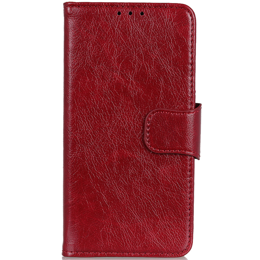 For Xiaomi Redmi Note 13 Pro 4G / Poco M6 Pro 4G Case Split Leather Wallet Card Holder Stand Phone Cover - Red