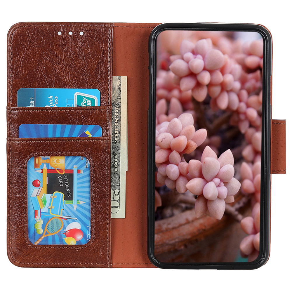 For Xiaomi Redmi Note 13 Pro 4G / Poco M6 Pro 4G Case Split Leather Wallet Card Holder Stand Phone Cover - Brown