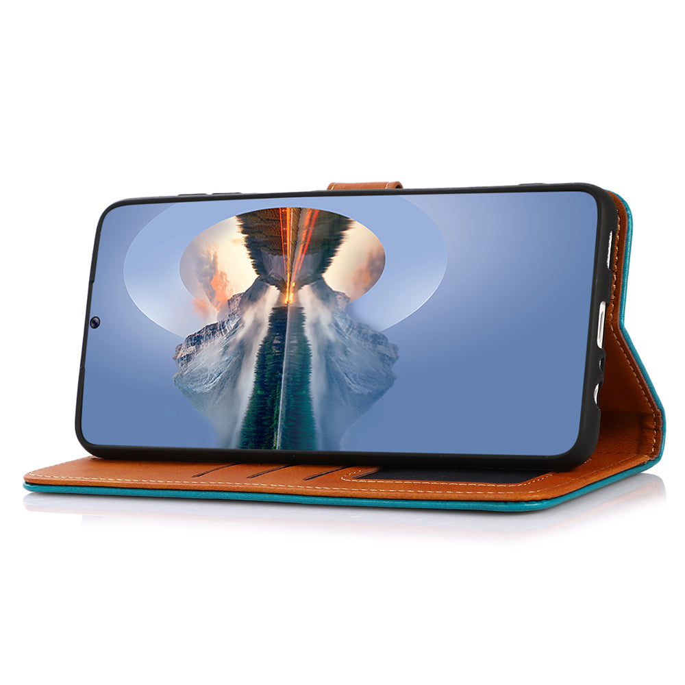 KHAZNEH For Xiaomi Redmi Note 13 Pro 4G / Poco M6 Pro 4G Magnetic Case Leather Cover with Golden Buckle - Black
