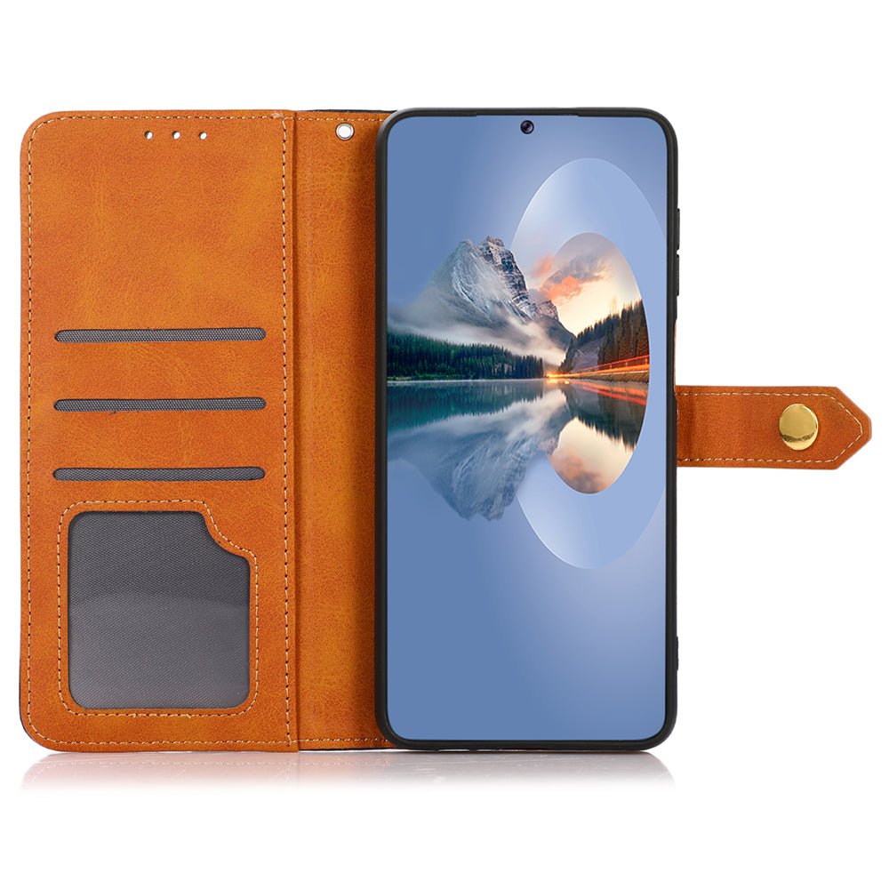 KHAZNEH For Xiaomi Redmi Note 13 Pro 4G / Poco M6 Pro 4G Magnetic Case Leather Cover with Golden Buckle - Rose Gold