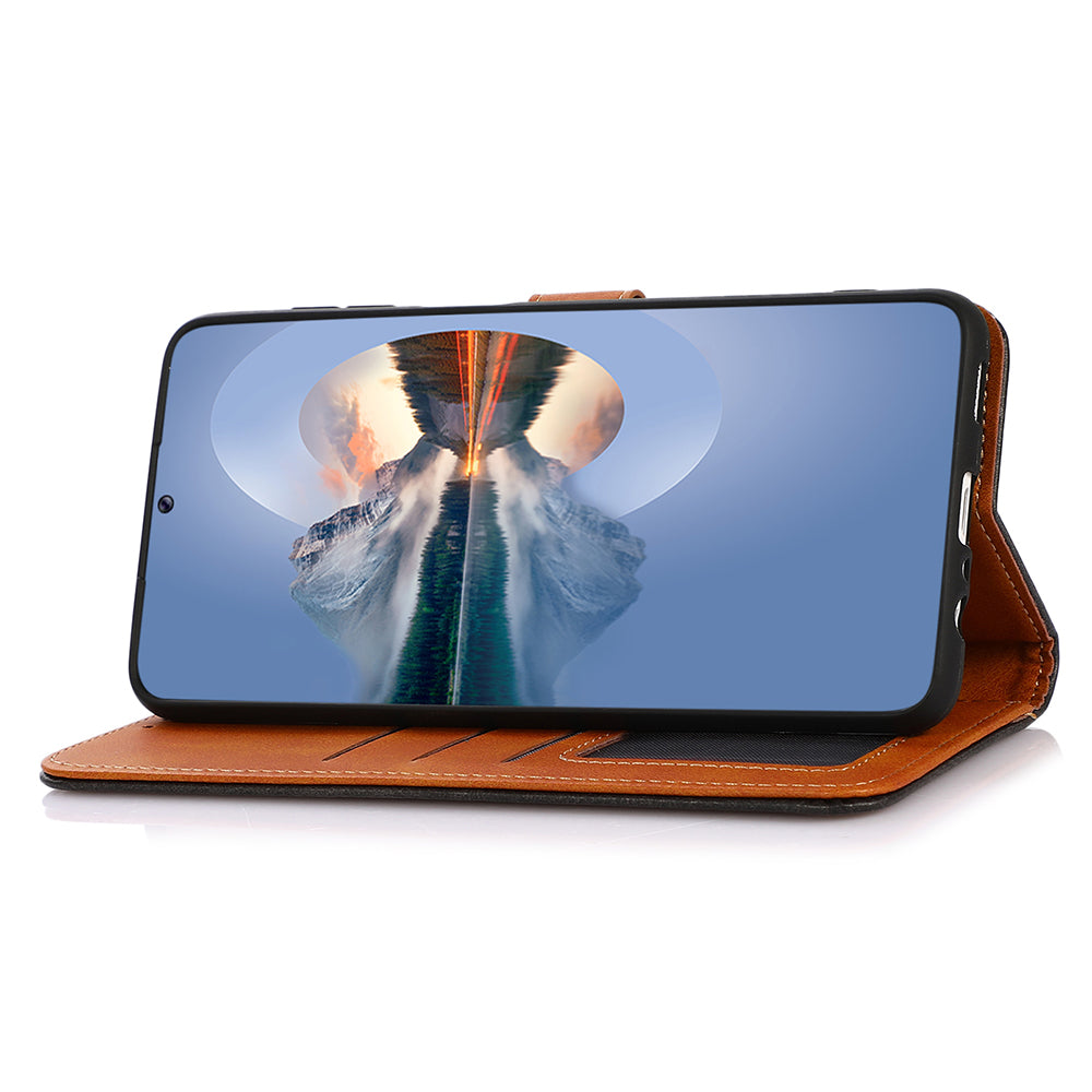 KHAZNEH For Xiaomi Redmi Note 13 Pro 4G / Poco M6 Pro 4G Magnetic Case Leather Cover with Golden Buckle - Blue