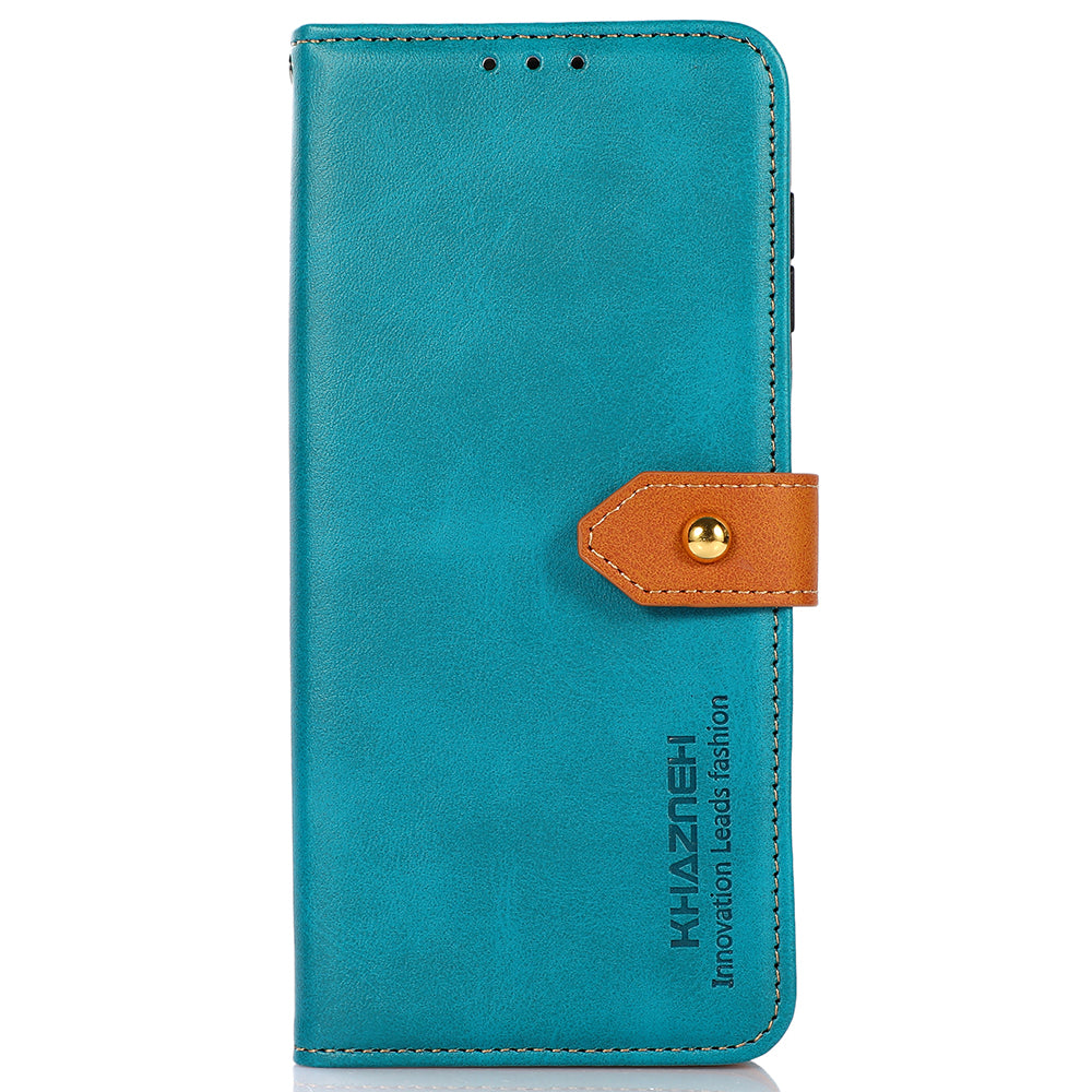 KHAZNEH For Xiaomi Redmi Note 13 Pro 4G / Poco M6 Pro 4G Magnetic Case Leather Cover with Golden Buckle - Blue