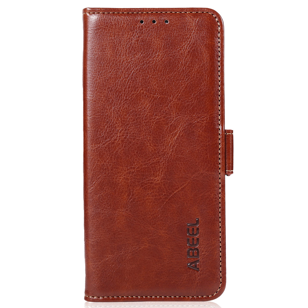 ABEEL For Xiaomi Redmi Note 13 Pro 4G / Poco M6 Pro 4G Case Card Slots Folio Stand Phone Cover - Brown