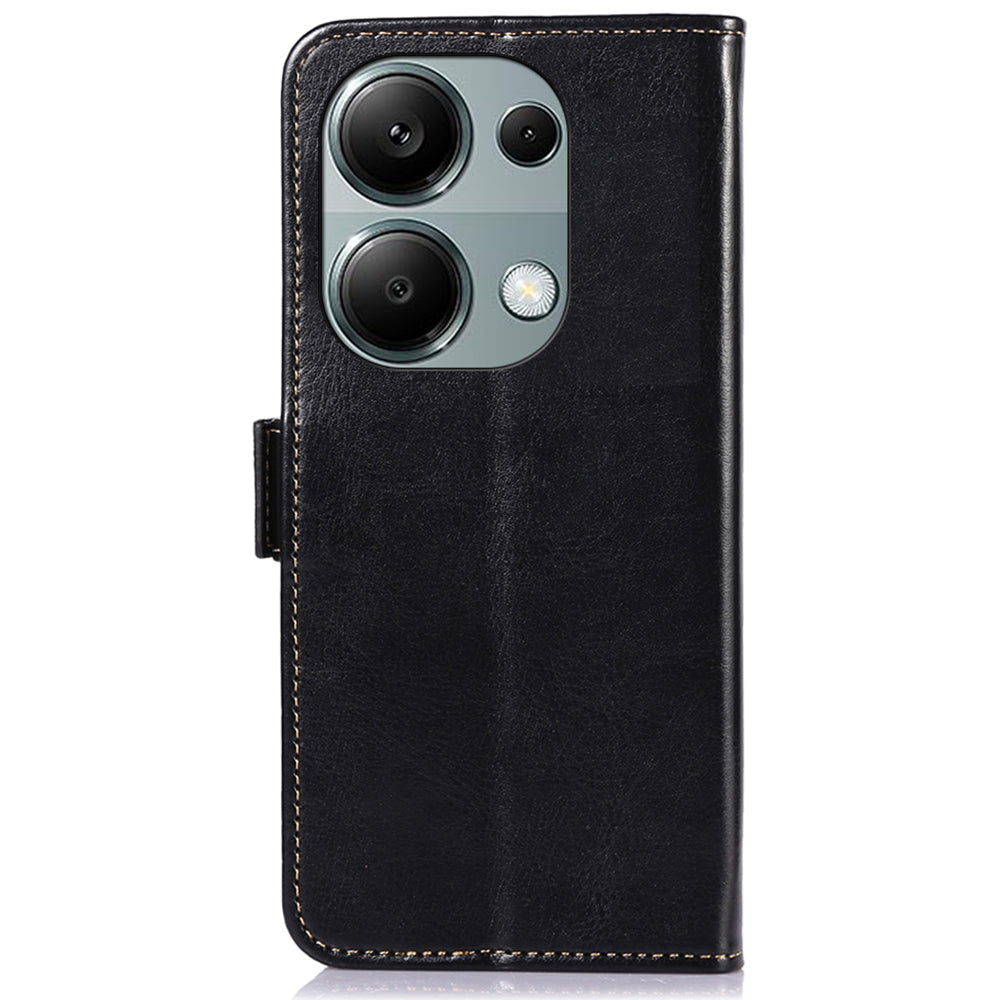 ABEEL For Xiaomi Redmi Note 13 Pro 4G / Poco M6 Pro 4G Case Card Slots Folio Stand Phone Cover - Black