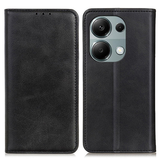 For Xiaomi Redmi Note 13 Pro 4G / Poco M6 Pro 4G Case Wallet Split Leather Protective Phone Cover - Black