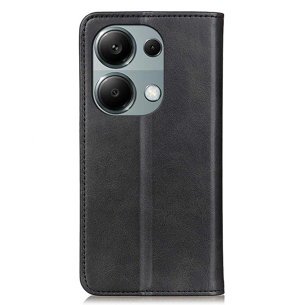 For Xiaomi Redmi Note 13 Pro 4G / Poco M6 Pro 4G Case Wallet Split Leather Protective Phone Cover - Black