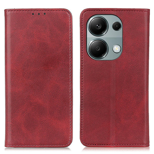 For Xiaomi Redmi Note 13 Pro 4G / Poco M6 Pro 4G Case Wallet Split Leather Protective Phone Cover - Red