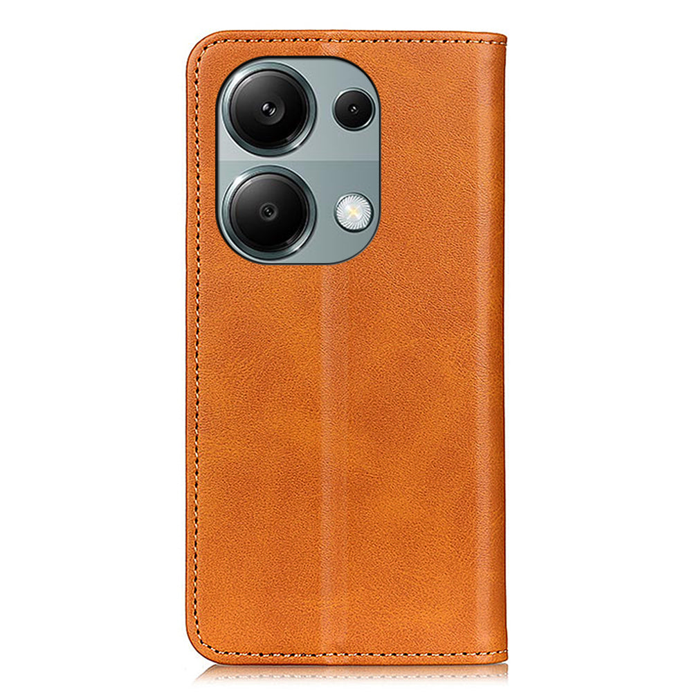 For Xiaomi Redmi Note 13 Pro 4G / Poco M6 Pro 4G Case Wallet Split Leather Protective Phone Cover - Brown