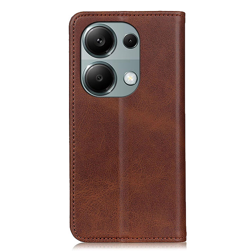 For Xiaomi Redmi Note 13 Pro 4G / Poco M6 Pro 4G Case Wallet Split Leather Protective Phone Cover - Coffee