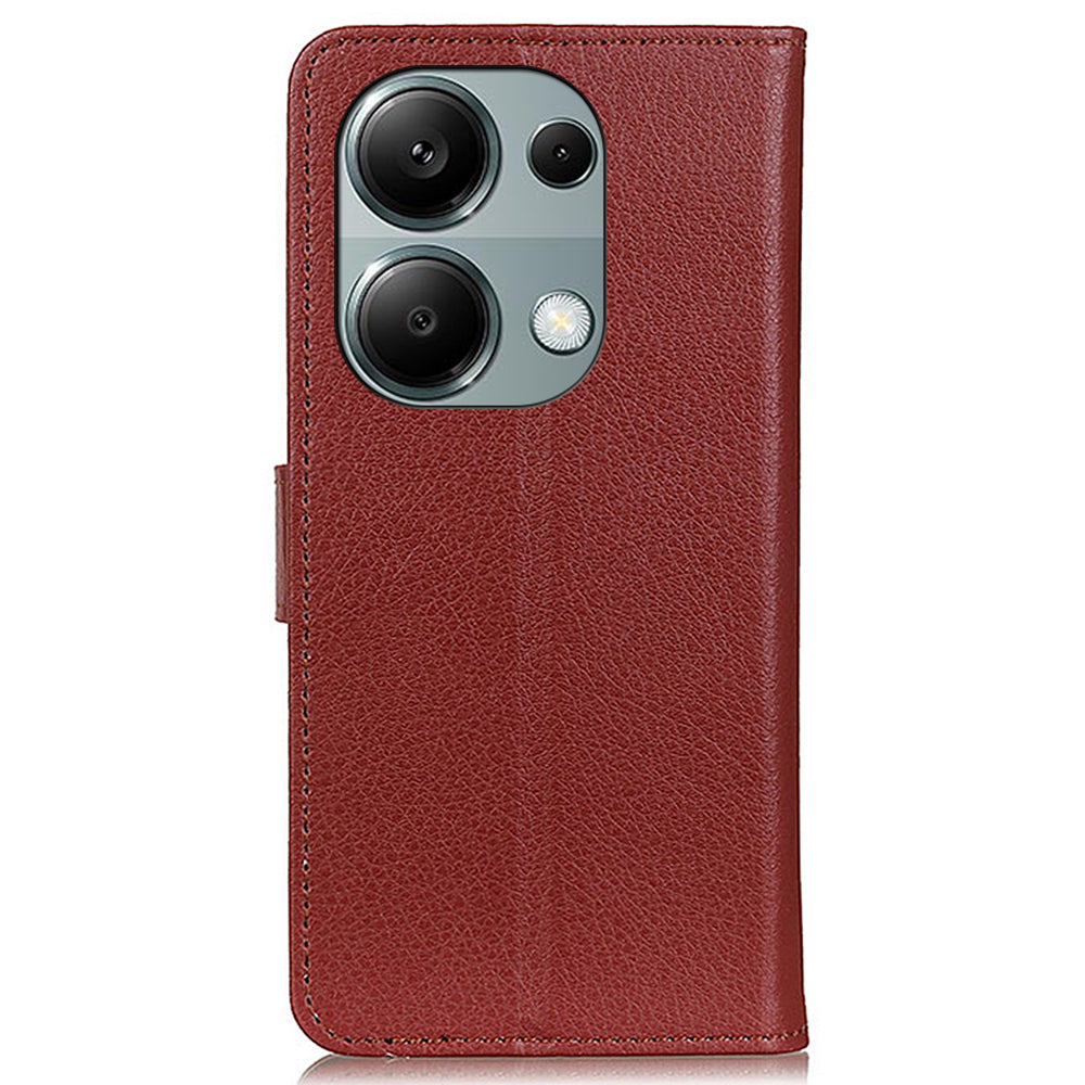 For Xiaomi Redmi Note 13 Pro 4G / Poco M6 Pro 4G Case PU Leather Folio Stand View Phone Cover - Brown