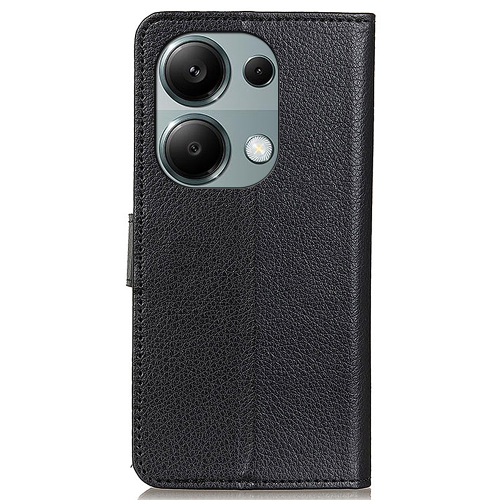 For Xiaomi Redmi Note 13 Pro 4G / Poco M6 Pro 4G Case PU Leather Folio Stand View Phone Cover - Black