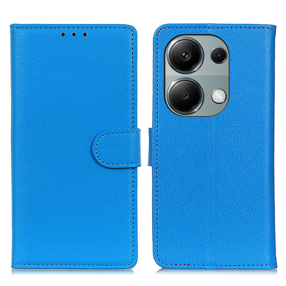 For Xiaomi Redmi Note 13 Pro 4G / Poco M6 Pro 4G Case PU Leather Folio Stand View Phone Cover - Blue