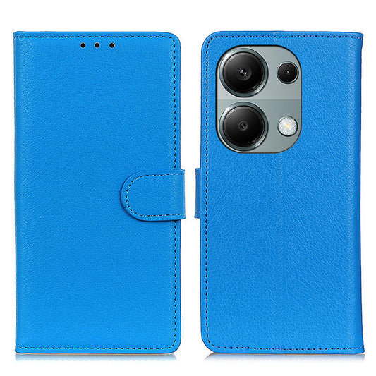 For Xiaomi Redmi Note 13 Pro 4G / Poco M6 Pro 4G Case PU Leather Folio Stand View Phone Cover - Blue