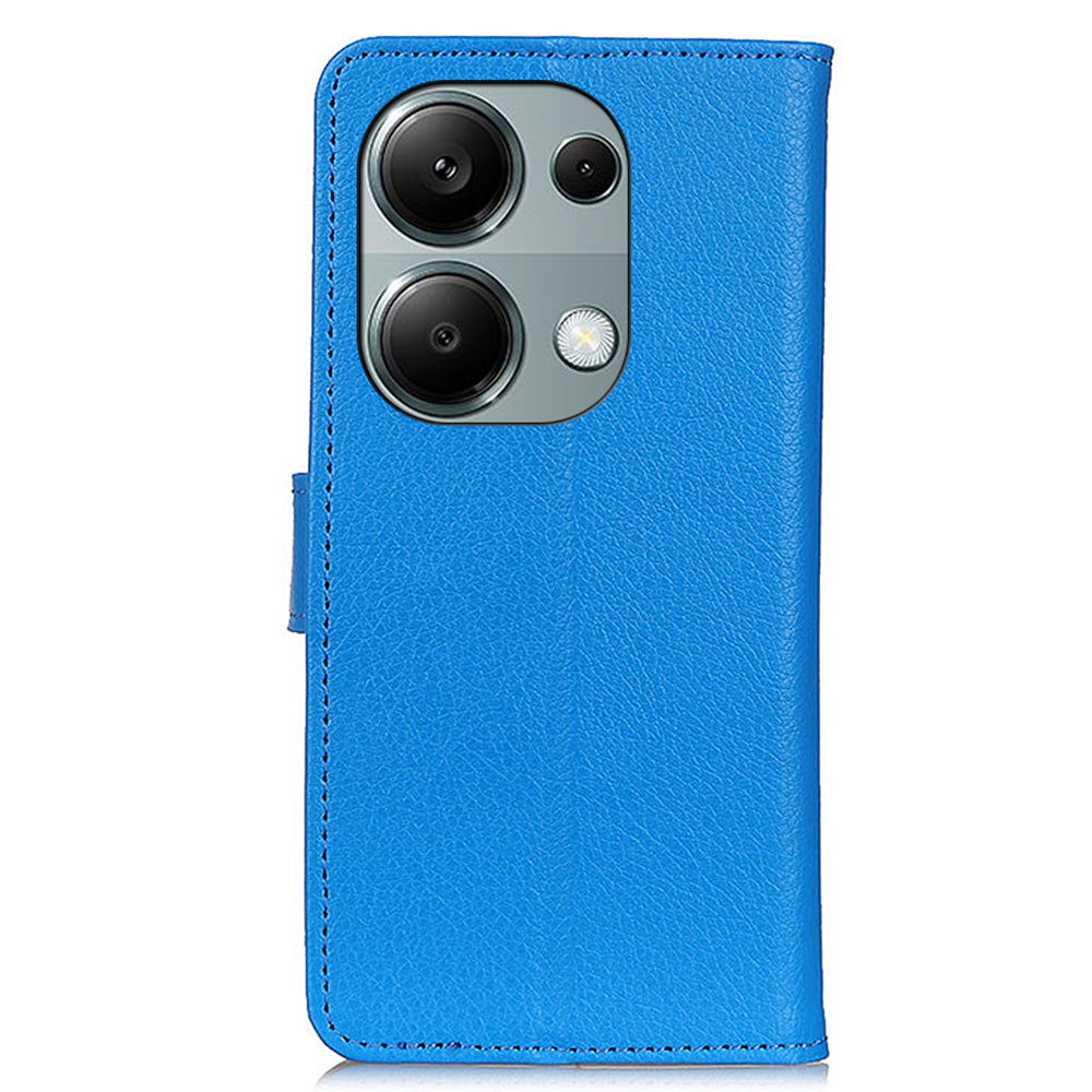 For Xiaomi Redmi Note 13 Pro 4G / Poco M6 Pro 4G Case PU Leather Folio Stand View Phone Cover - Blue