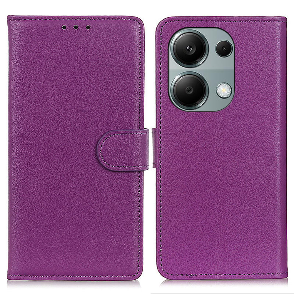 For Xiaomi Redmi Note 13 Pro 4G / Poco M6 Pro 4G Case PU Leather Folio Stand View Phone Cover - Purple