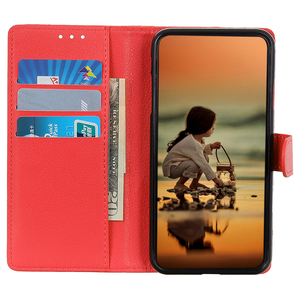 For Xiaomi Redmi Note 13 Pro 4G / Poco M6 Pro 4G Case PU Leather Folio Stand View Phone Cover - Red