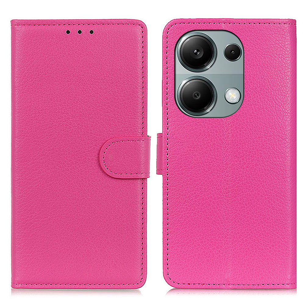 For Xiaomi Redmi Note 13 Pro 4G / Poco M6 Pro 4G Case PU Leather Folio Stand View Phone Cover - Rose
