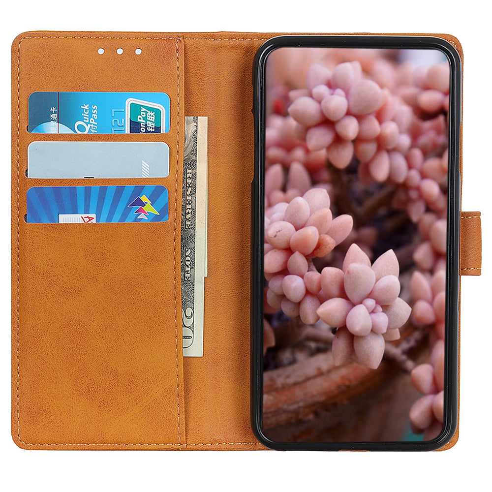 Wallet Case for Xiaomi Redmi Note 13 4G Shell Leather Cowhide Texture Phone Cover - Brown