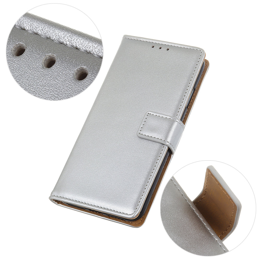For Xiaomi Redmi Note 13 4G Magnetic Phone Case Scratch Resistant Leather Cover - Silver