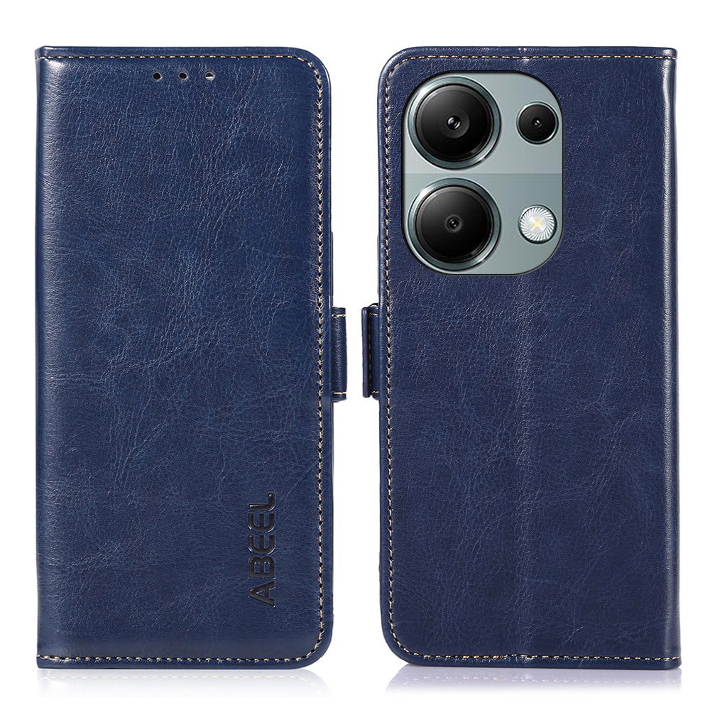 ABEEL For Xiaomi Redmi Note 13 4G Case Side Magnetic Clasps Wallet Phone Cover - Blue