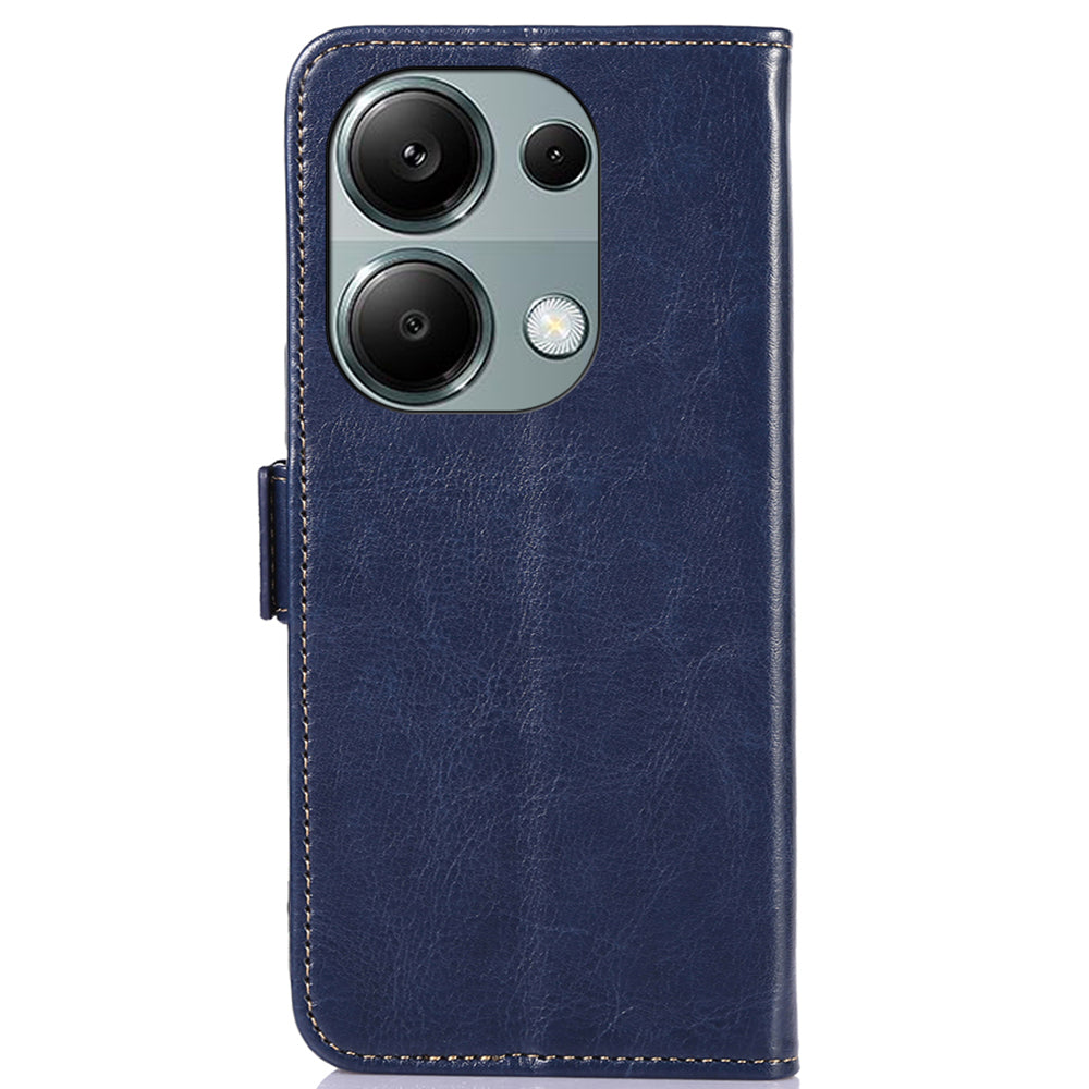 ABEEL For Xiaomi Redmi Note 13 4G Case Side Magnetic Clasps Wallet Phone Cover - Blue