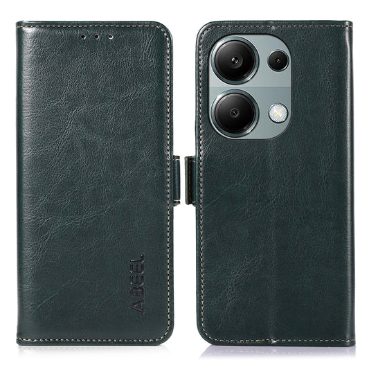 ABEEL For Xiaomi Redmi Note 13 4G Case Side Magnetic Clasps Wallet Phone Cover - Green