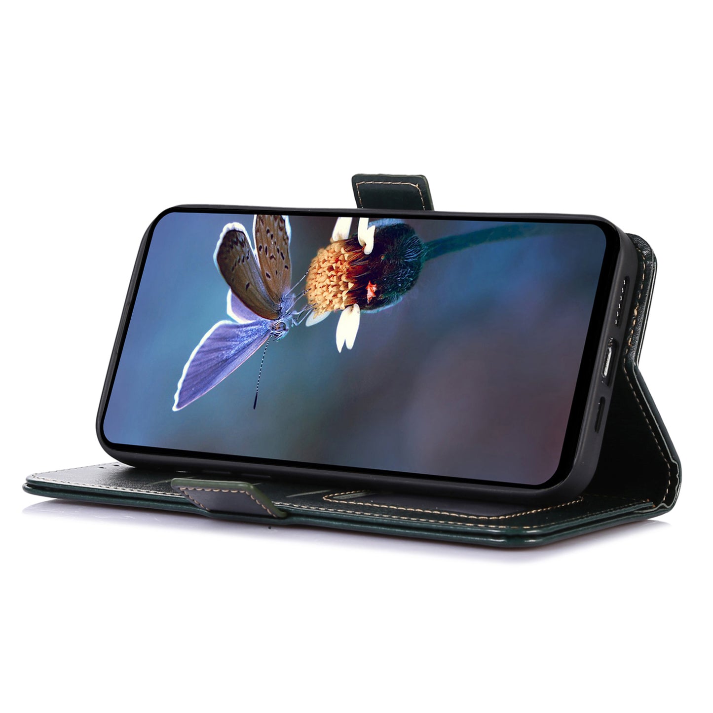 ABEEL For Xiaomi Redmi Note 13 4G Case Side Magnetic Clasps Wallet Phone Cover - Green