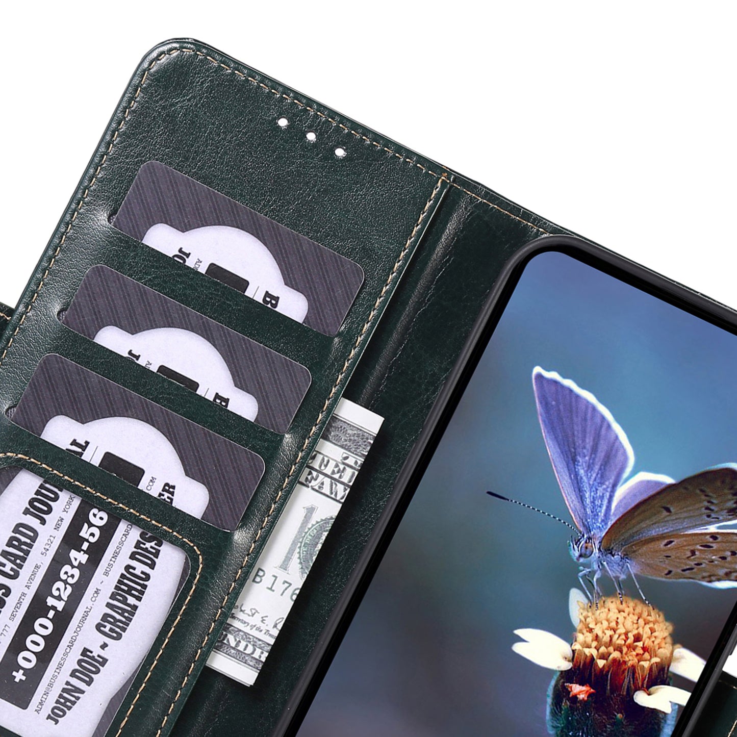 ABEEL For Xiaomi Redmi Note 13 4G Case Side Magnetic Clasps Wallet Phone Cover - Green