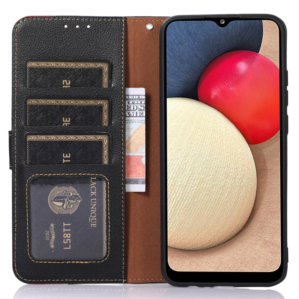 KHAZNEH For Xiaomi Redmi Note 13 4G Phone Case with RFID Blocking Litchi Texture PU Leather Cover - Black