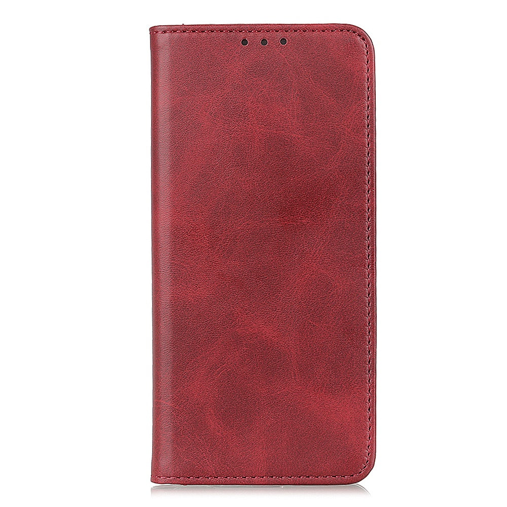 For Xiaomi Redmi Note 13 4G Split Leather Case Magnetic Closure Phone Cover Viewing Stand - Red