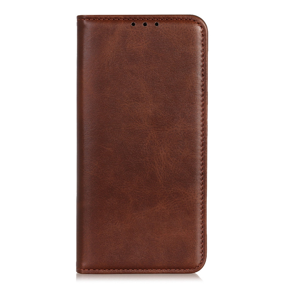 For Xiaomi Redmi Note 13 4G Split Leather Case Magnetic Closure Phone Cover Viewing Stand - Coffee