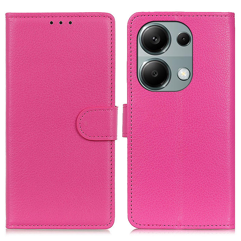 For Xiaomi Redmi Note 13 4G PU Leather Case Litchi Texture Protective Cover - Rose