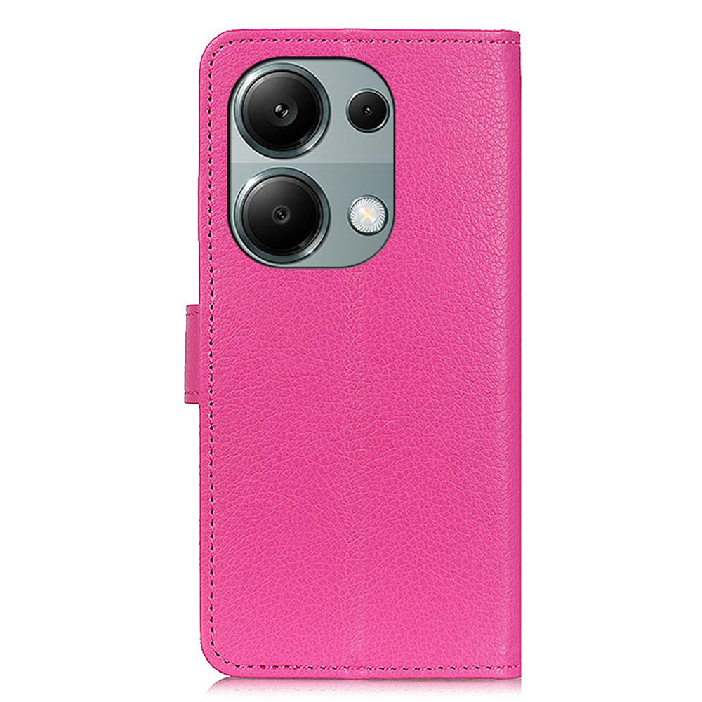 For Xiaomi Redmi Note 13 4G PU Leather Case Litchi Texture Protective Cover - Rose