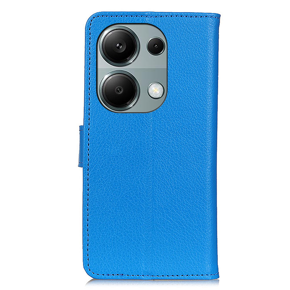 For Xiaomi Redmi Note 13 4G PU Leather Case Litchi Texture Protective Cover - Blue